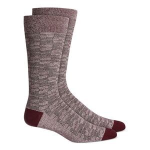 ALFATECH BY ALFANI Mens Maroon Broken Stripe Ribbed-Knit Cuffs Crew Socks 10-13